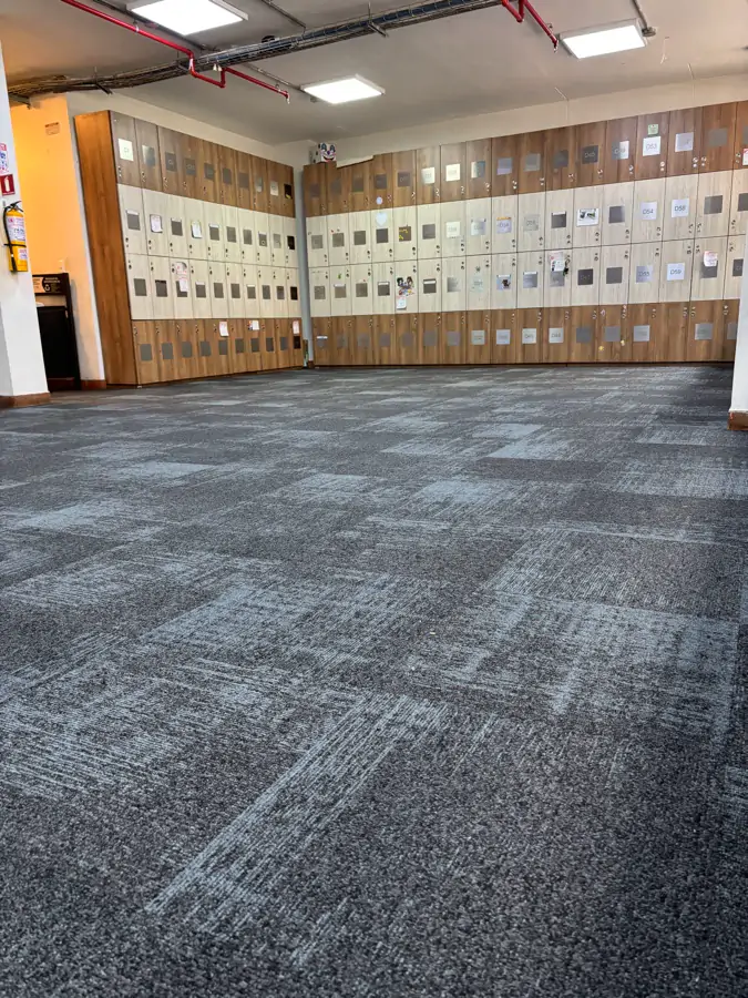 Colombo Americano con alfombra modular gris